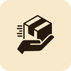 Hand holding a fast delivery package icon.